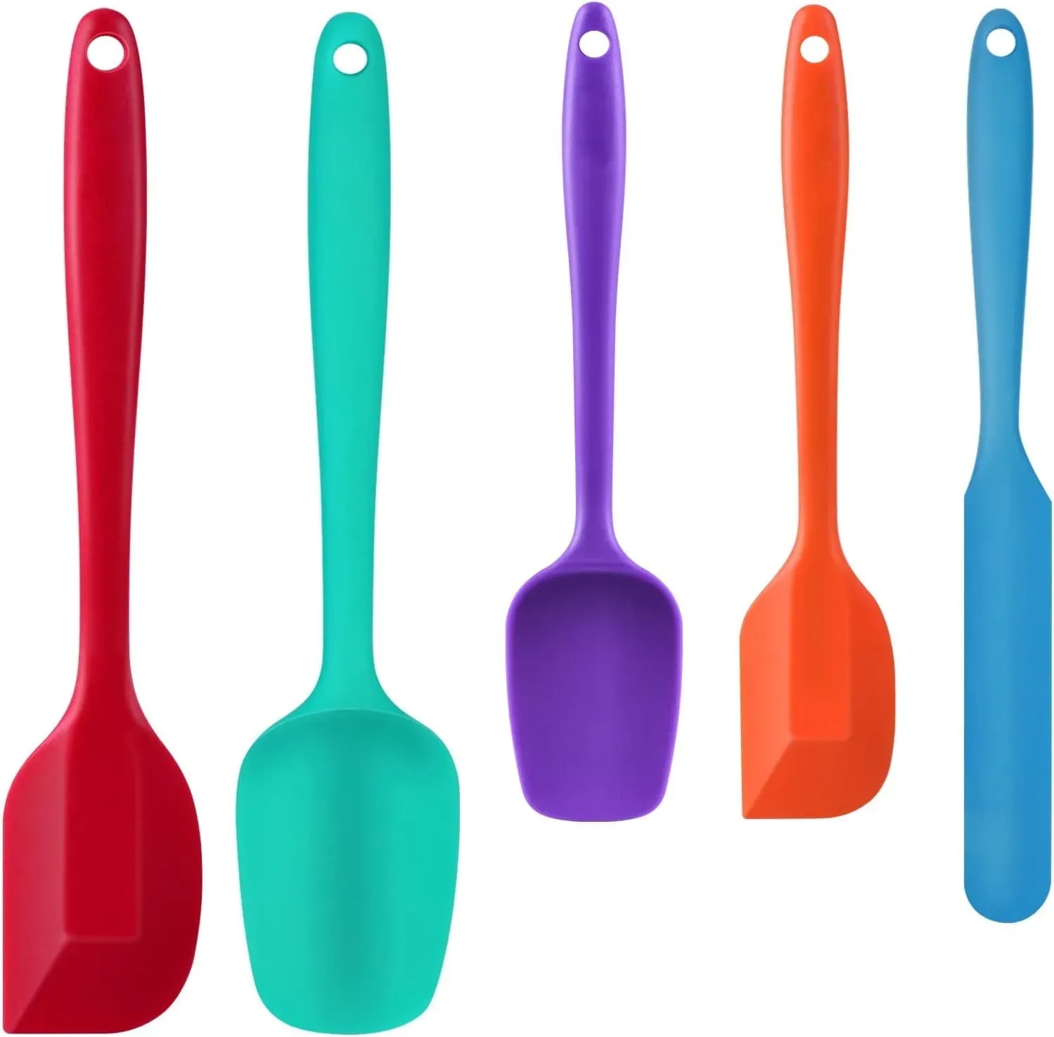 Food Grade Silicone Spatula Set, 5 Piece Heat Resistant Multicolor (4-Pack)